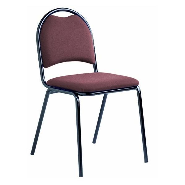 Chaise à revêtement tissu Bordeaux - modèle sobre et confortable - idéale pour salles de conférence ou réunion - Marque Rolléco_0