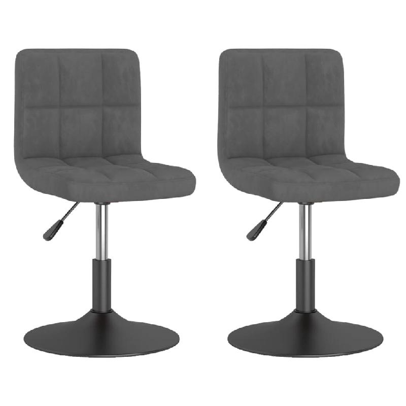 Chaises pivotantes à manger lot de 2 gris foncé velours Modèle Rovelis - 334264_0