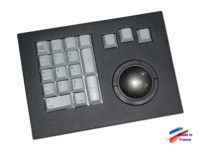 Clavier industriel 17 touches - intégration par l’avant avec trackball optique laser 50mm - robuste et haute fiabilité_0