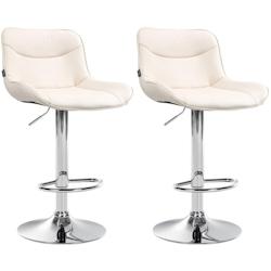 CLP Lot de 2 tabourets de bar Vonore en similicuir Crème/Chrome - beige polyester 325217_0