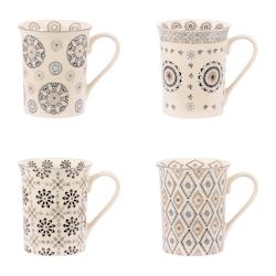 Coffret de 4 mugs Nelson 30 cl -  Gris Rond Grès Table Passion - gris Grès 3106232382550_0
