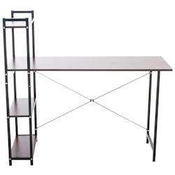 Décoshop26 - Bureau table de travail style rétro avec colonne de rangement étagère en bois noyer et métal noir 10_0003613 - noir 3000251678079_0