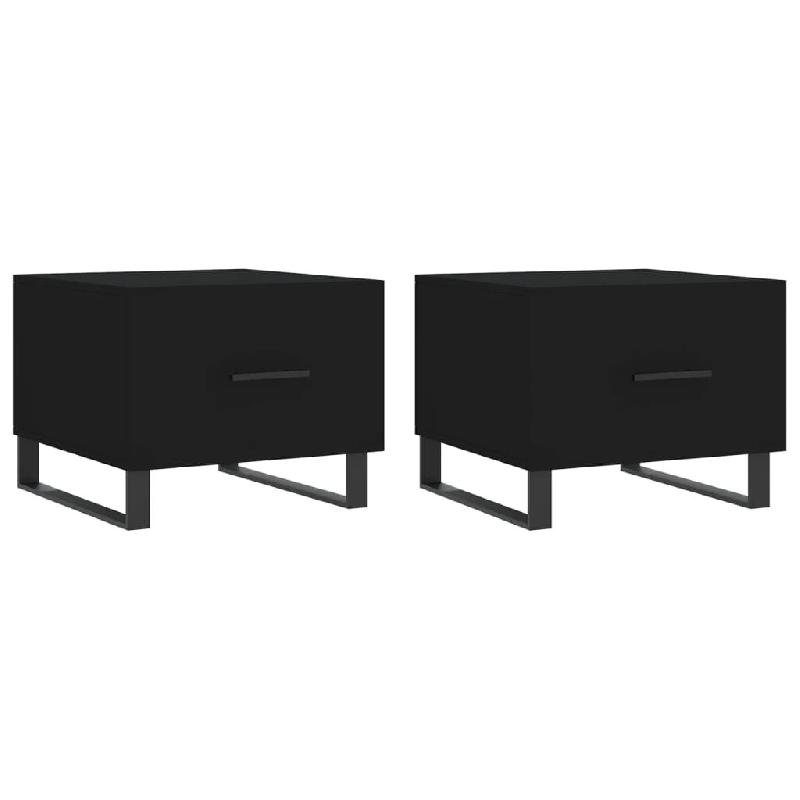 Décoshop26 - Lot de 2 tables de chevets avec tiroir 50 x 50 x 40 cm bois d'ingénierie noir et fer DEC040424 - noir Bois massif 3000264931703_0