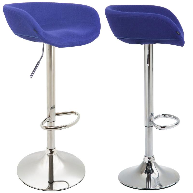 Décoshop26 - Lot de 2 tabourets de bar assise réglable en hauteur et pivotant en feutrine bleu pieds tulipe en métal chromé avec TDB10261 - bleu 3_0