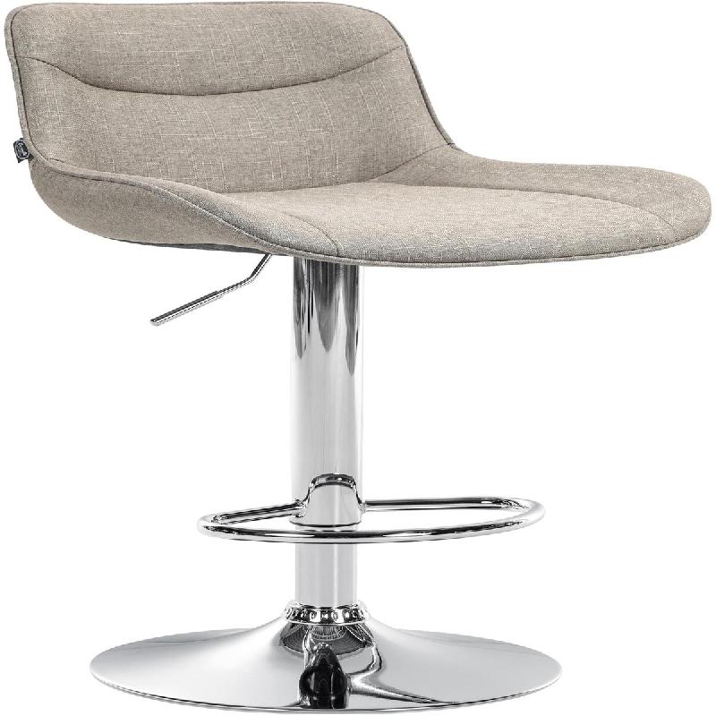 Décoshop26 - Tabouret de bar x1 pivotant forme ergonomique surpiqûres décoratives en tissu taupe cadre en métal chromé 10_0005769 - métal 300026_0
