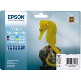 EPSON - T0487 - MULTIPACK - CARTOUCHES D'ENCRE N, C, CC, M, MC, J - PRODUIT D'ORIGINE - C13T04874010 - SÉRIE HIPPOCAMPE