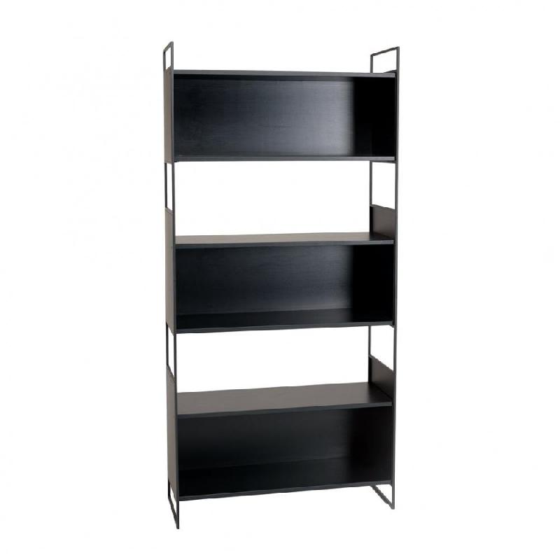 Étagère 5 niches - 5 niveaux noire DILA - pieds métal - design épuré et robuste_0