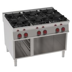 EURAST - Fourneau à gaz 6 brûleurs sur support ouvert - 1200x900x900 mm - 40 Kw - 34810313 - inox 34810313_0