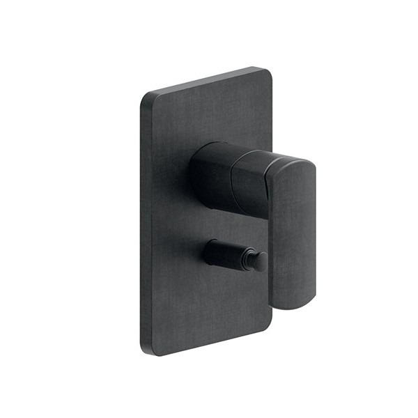 FACADE LAITON MITIGEUR DOUCHE PROFILO 2 SORTIES CHROME NOIR BROSSE ROBINETTERIE PROFILO - CRISTINA ONDYNA PF68975