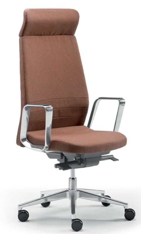 Fauteuil de direction Sokoa Eden 02 - haut dossier avec prolongation têtière, base métal alu poli_0