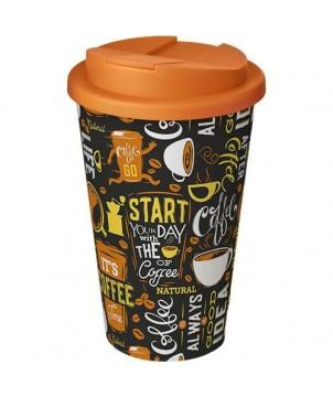 GOBELET ISOLANT BRITE-AMERICANO 350ML AVEC COUVERCLE ANTI-FUITE - ORANGE - GOBELETS ET MUGS PERSONNALISÉS