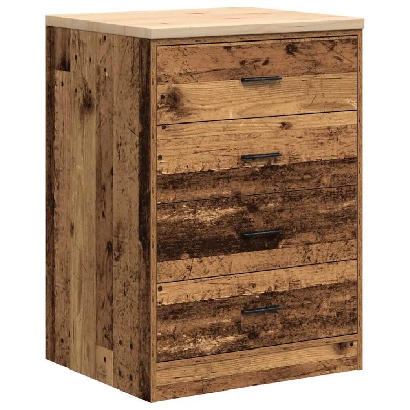 Helloshop26 - Armoire de rangement garage polyvalente avec quatre tiroirs 60 x 51 x 85 cm en bois vieux bois 02_0051400 - Bois massif 3000236895286_0