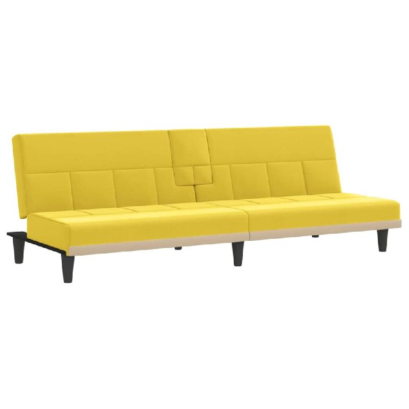 Helloshop26 - Canapé-lit avec porte-gobelets jaune clair tissu 02_0019257 - jaune polyester 3000969288003_0