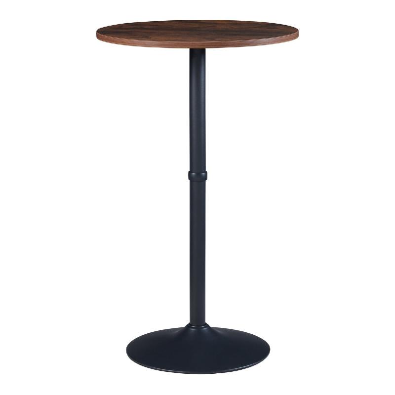 Helloshop26 - Table haute ronde Vantaa acier MDF 100 x 60 cm noir effet noyer 03_0011086 - noir Bois manufacturé 3000225563295_0