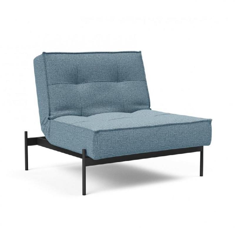 Fauteuil-lit design Splitback de Innovation Living - Convertible 90x115 cm - Tissu Mixed Dance Light Blue - Pieds acier noir mat_0
