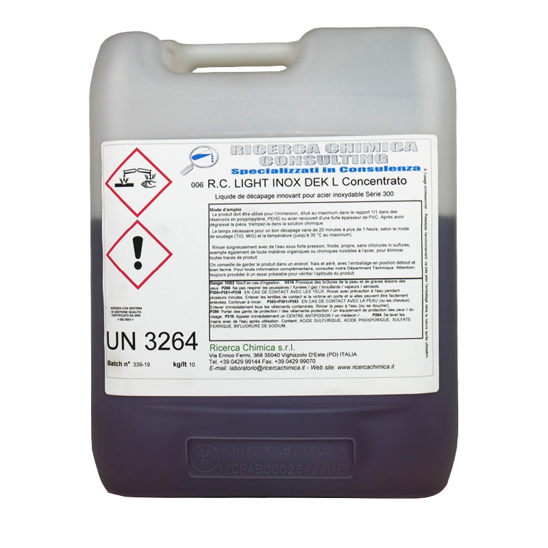 Liquide de décapage inox non toxique concentré - RC Light Inox Dek L Plus - MLBE10 - Ricerca Chimica_0