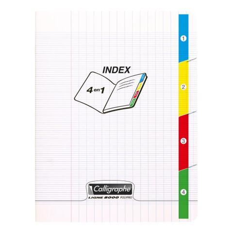 LOT DE 6 - CAHIER 4 INDEX PIQUÉ 8000 POLYPRO17X22 CM 140 PAGES GRANDS CARREAUX 90 G - INCOLORE