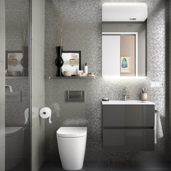 MEUBLE DE SALLE DE BAIN FUSSION LINE 600 2 TIROIRS GRIS BRILLANT 598 X 540 X 450 MM - SALGAR 23312