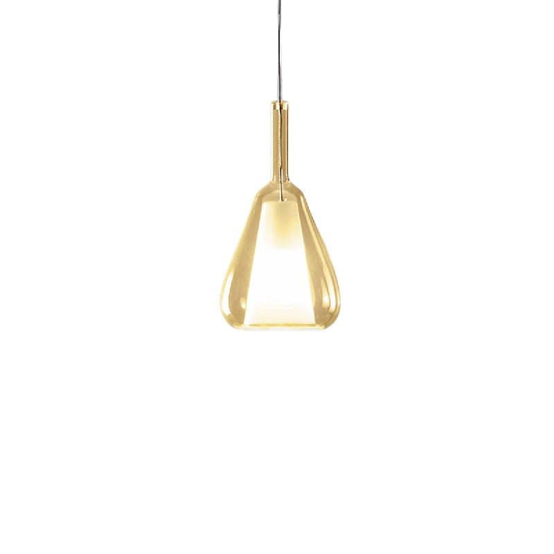 Ofelia S/11 Mini Suspension En Verre Borosilicate Ambré Transparent Avec Douille E27, Câble De 3 Mètres - Gea Luce - OFELIA S/11 MINI - AMBRA TRASP_0