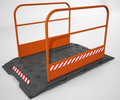 Passerelle piétons PROTEX - synthétique, antidérapante avec garde-corps et bandes rétro-réfléchissantes_1