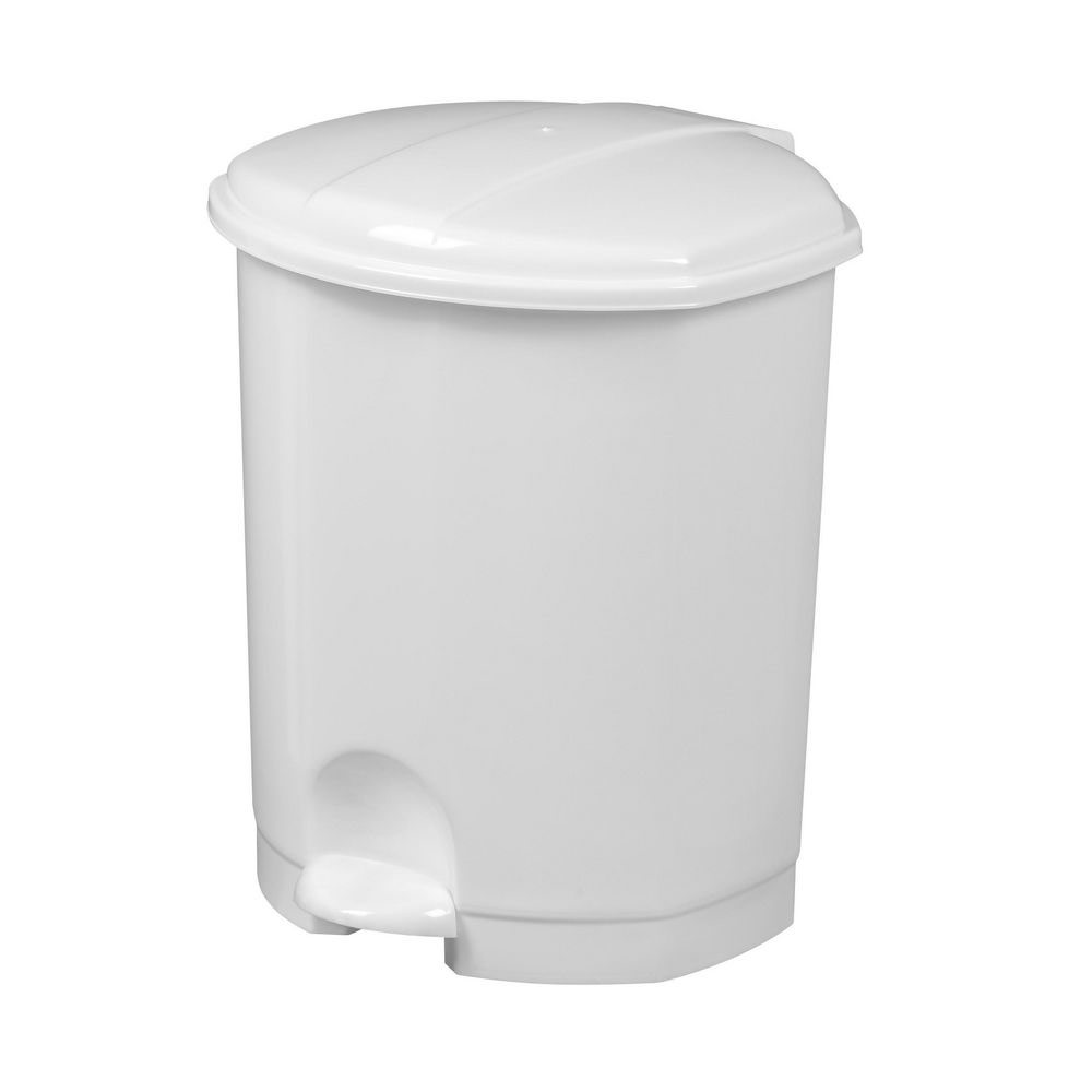 POUBELLE PEDALE PLASTIQUE - BLANC - 7 LITRES