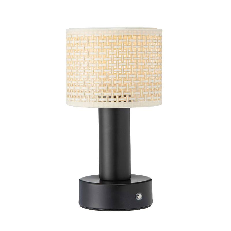 PR HOME TIARA LAMPE À POSER RECHARGEABLE, CCT, ROTIN/NOIR