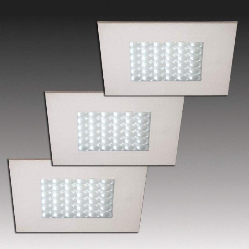 HERA SET DE 3 SPOTS ENCASTRÉS LED Q 68 ASPECT INOX