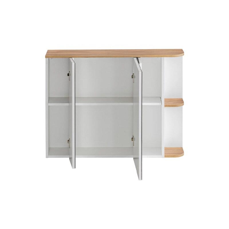 STELLAMEUBLES Armoire miroir 90 cm 3 portes – Blanc et Chêne Doré – PLATINUM - 5907611648247_0