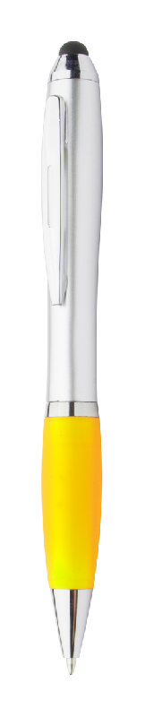 Stylo à bille stylet - plastique argent avec grip coloré - encre bleue_0