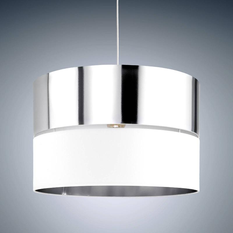 TK LIGHTING SUSPENSION HILTON, BLANC/ARGENTÉ À 1 LAMPE
