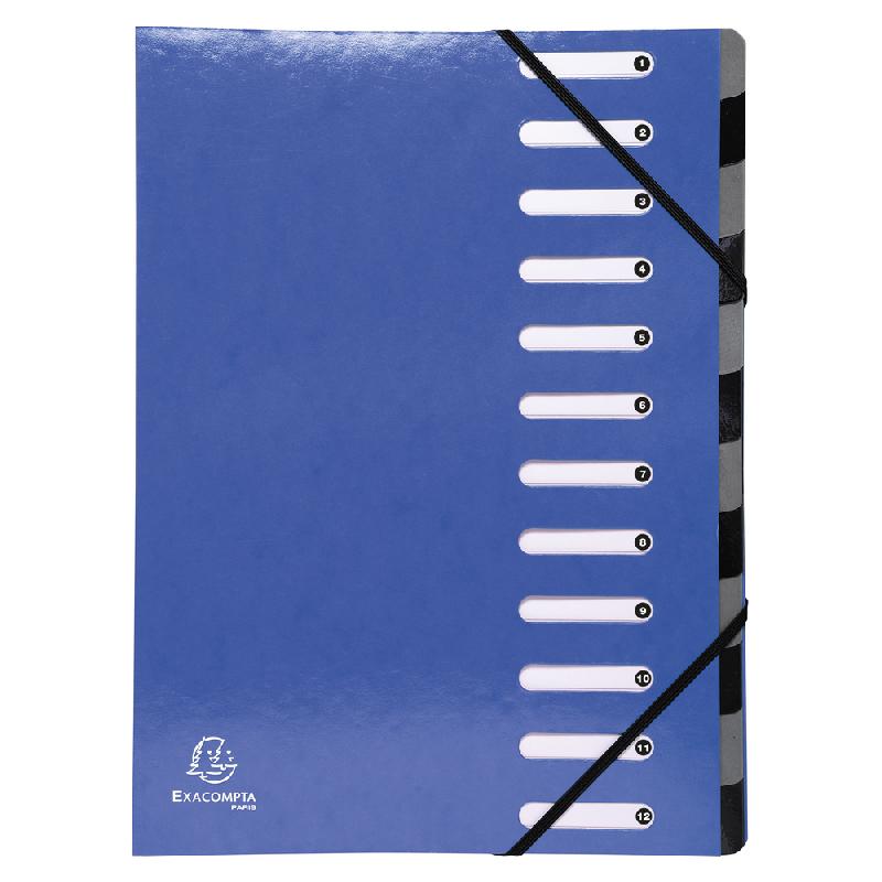 TRIEUR HARMONIKA IDERAMA 12 COMPARTIMENTS - BLEU FONCÉ - LOT DE 6