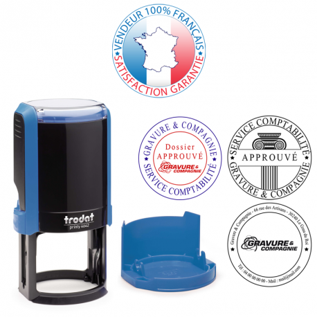 Tampon encreur Trodat Printy 4642 - Empreinte 8 lignes Ø42 mm offerte - Référence: 018-trodat-printy-4642_0