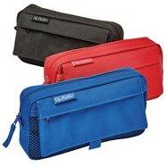 TROUSSE À STYLOS AVEC POCHE EN FILET, ROSE FLUO - LOT DE 3