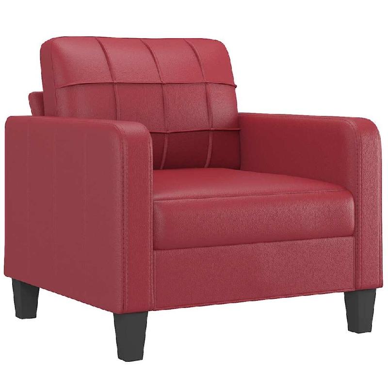VidaXL Fauteuil Rouge bordeaux 60 cm Similicuir Modèle Iermorix - Matériau naturel 359110_0