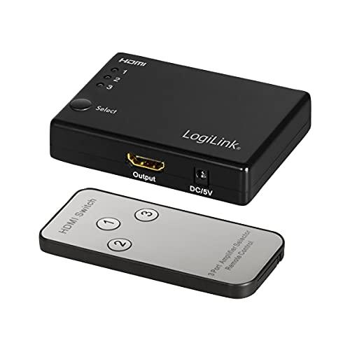 LOGILINK HD0042 - Commutateur HDMI 3 ports 1080p/60 Hz avec prise en charge Full HD, 3D et télécommande_0