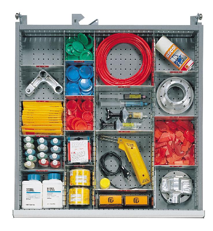 Agencement pour tiroir h.150 mm d'armoire métallique m en casiers amovibles_0