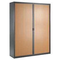 Armoire haute à rideaux démontables décor bois Largeurs spécifiques 200 x 160 cm anthracite-merisier_0