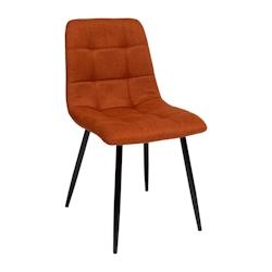 Atmosphera - Chaise de table en tissu Ambre, pieds en métal Noir, couleur orange - Dimensions L. 44 x P. 55 x H. 83,5 cm_0