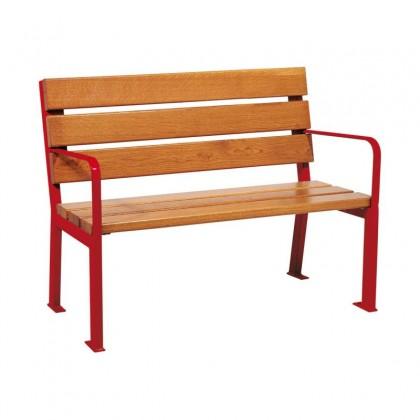 Banc public Silaos - bois et acier - 2 ou 3 places - lames de chêne_0