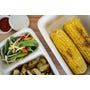 Boite repas écrue en bagasse - Bio Futura - 800 ml - 2 compartiments - SCSBMB2C_0
