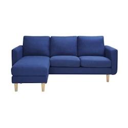 Canapé d'angle réversible 3 places - Tissu bleu - Scandinave - L 197 x P 137 x 83 cm - NOLAN AUCUNE_0