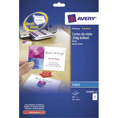 Carte de Visite blanche - 200 g - 85 x 54 mm AVERY Quick et Clean Lot de  5000