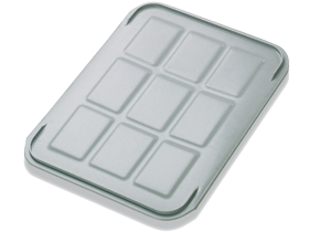 Couvercle pour bac de rangement - plastique polyéthylène haute densité - gris - 625x400x20 mm - 10519_0