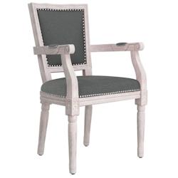 Décoshop26 - Chaise de salle à manger design vintage avec accoudoirs en tissu gris foncé et bois DEC025171 - gris 3000255106844_0
