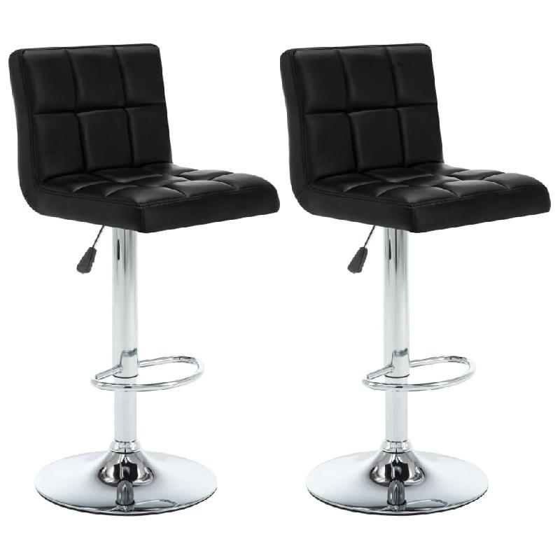 Décoshop26 - Lot de 2 tabourets de bar chaises hautes coutures carrées PVC noir et acier DEC029811 - noir 3000257569227_0