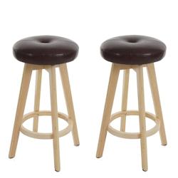 Décoshop26 - Lot de 2 tabourets de bar comptoir pivotant pieds clair assise en PVC bordeaux  04_0007470 - 3000262146147_0