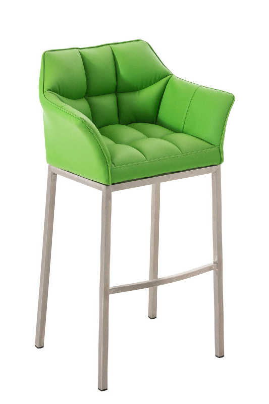Décoshop26 - Tabouret de bar chaise haute de comptoir couture carrées assise en PVC vert 4 pieds stables en acier inoxydable 10_0004711 - 3000252247_0