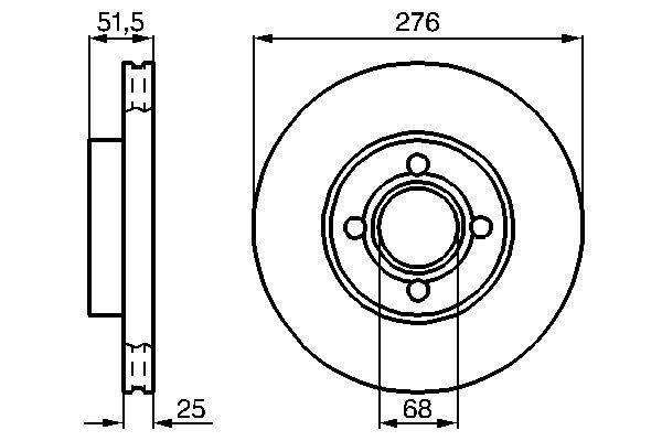 Disque de frein Bosch 0986478549 - ventilé intérieur - 4 trous - boîte de 2 - épaisseur 25mm - côté avant_0