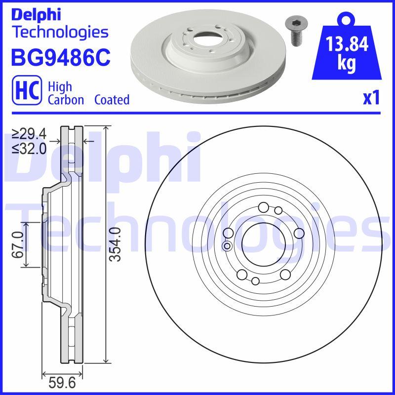Disque de frein ventilé Delphi BG9486C - Avant - Conditionnement boîte de 1 disque_0