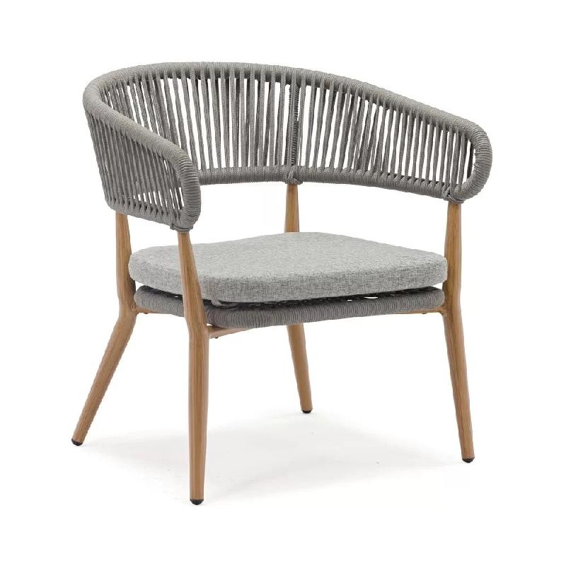 Fauteuil bas en aluminium naturel Nordic - Stamp avec tressage rope dark grey et coussin d'assise_0